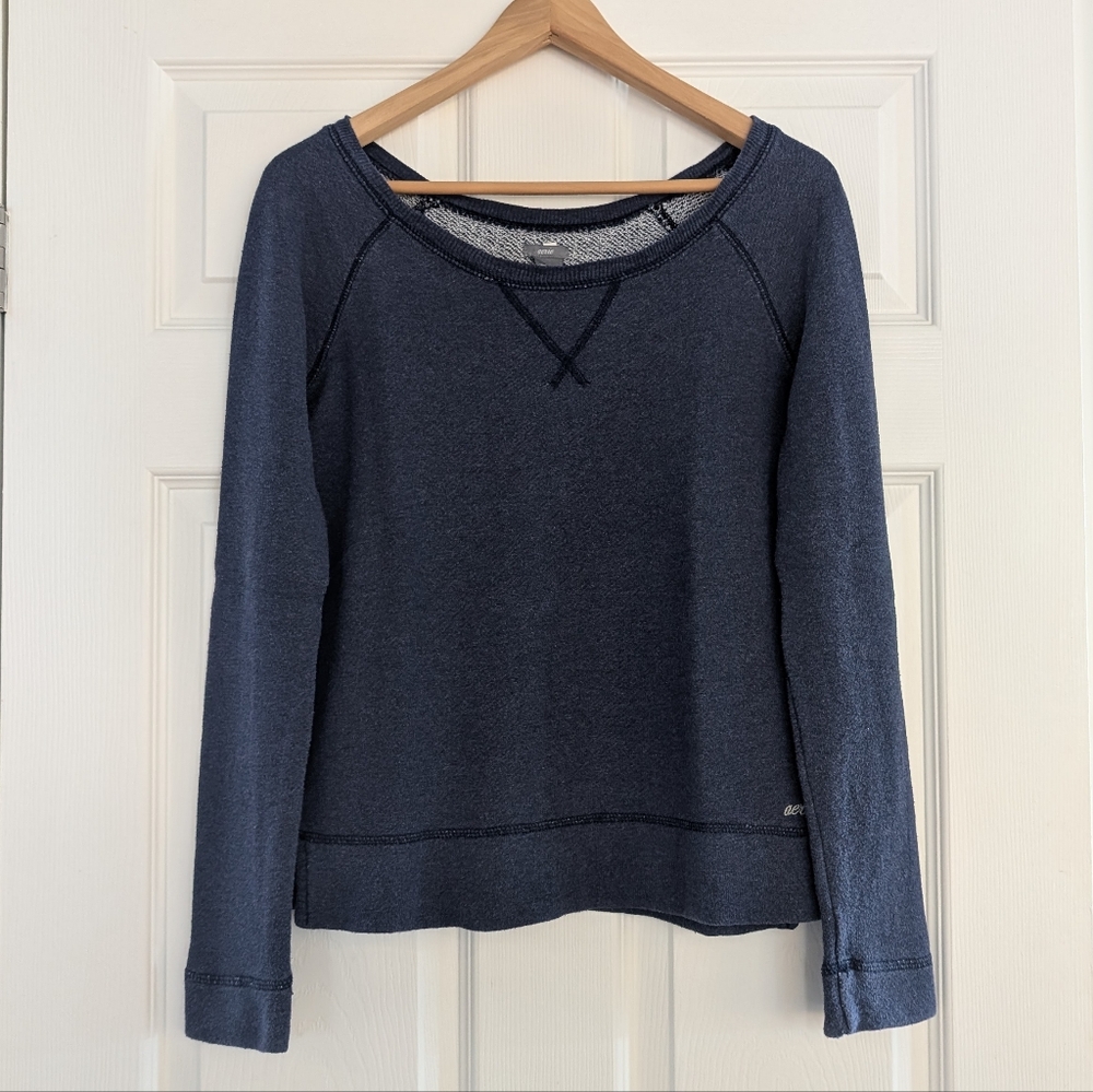 aerie cropped terry sweatshirt blue size XS